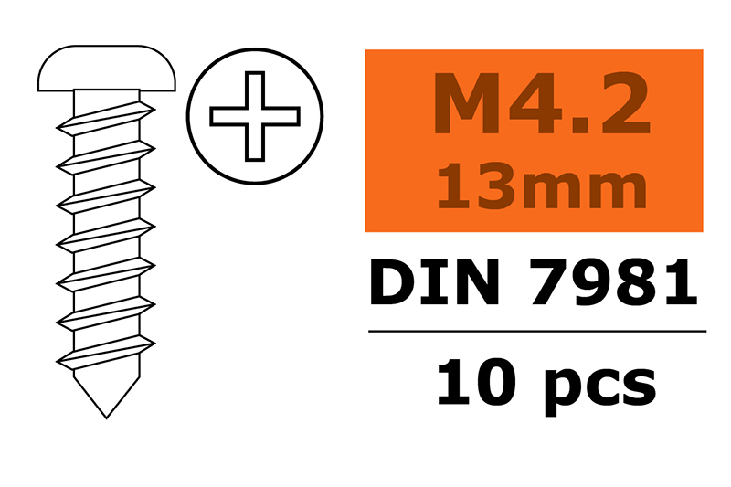 M4.2X13mm - G-Force Self-tapping Pan Head Screw - Galvanized Ste