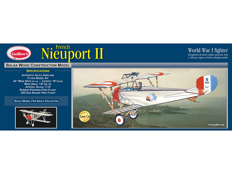 Guillow's Nieuport II - Laser Cut Balsa Plane Model Kit