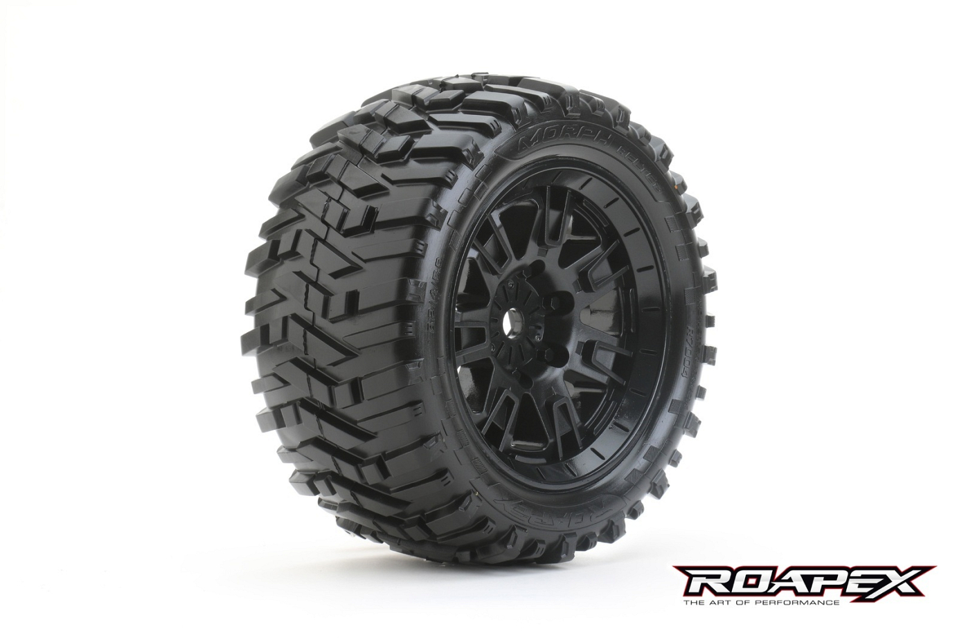 MORPH BELTED ARRMA KRATON 8S MT TRUCK TIRE BLACK WHEEL WITH 24MM HEX MOUNTED