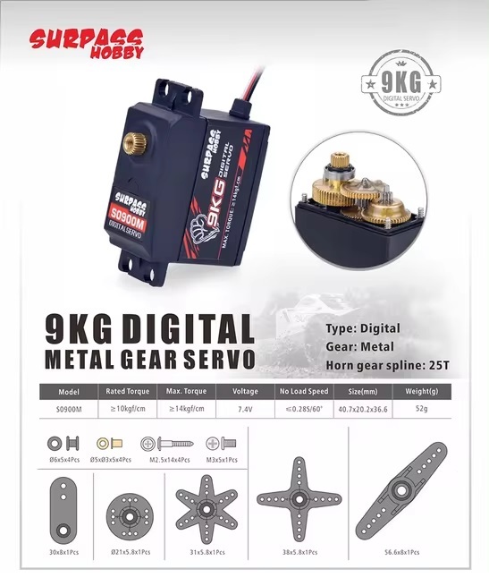 Surpass 9KG S0900M Metal gear servo