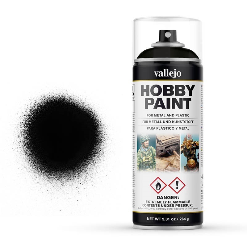 Vallejo Aerosol Black Primer 400ml Hobby Spray Paint [28012]