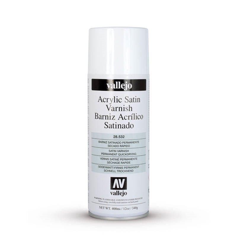 Vallejo Aerosol Satin Varnish 400ml Hobby Spray Paint [28532]