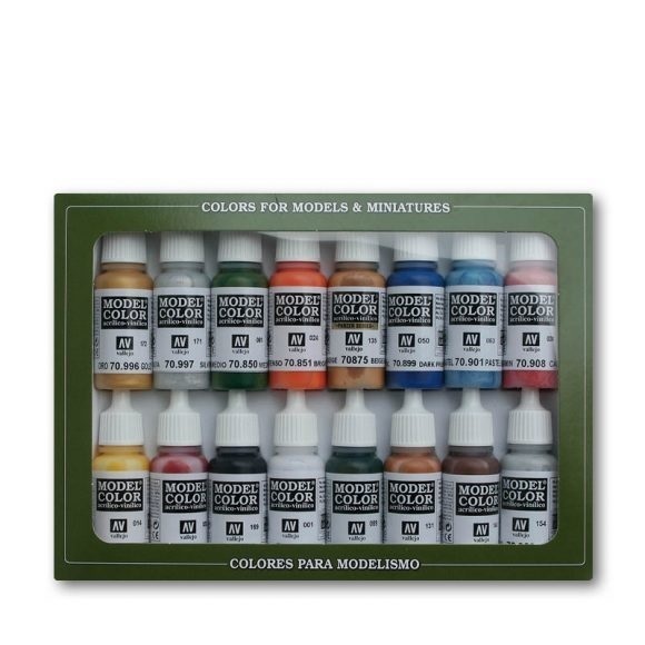 Vallejo Model Colour Folkstone Basics 16 Colour Acrylic Paint Se