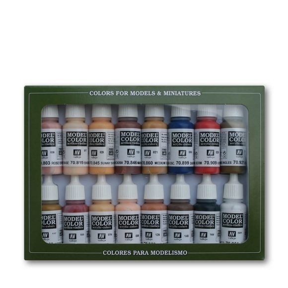 Vallejo Model Colour Face & Skin Colors 16 Colour Acrylic Paint