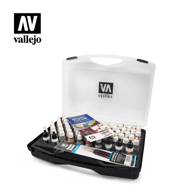 Vallejo Model Colour 72 Basic Colors + Brushes Plastic Case Acry