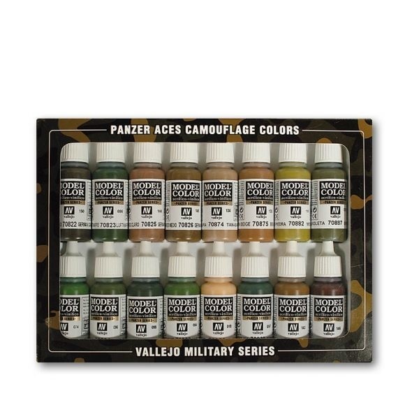 Vallejo Panzer Aces Panzer Aces Camouflage 16 Colour Acrylic Pai