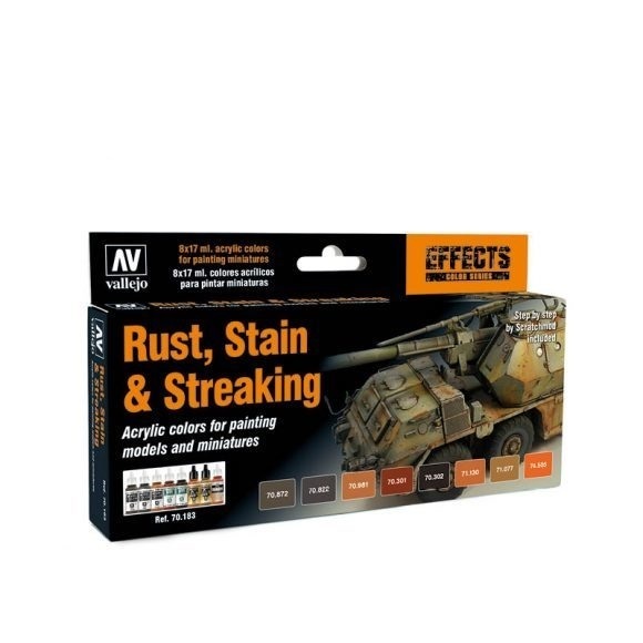 Vallejo Model Colour Rust, Stain & Streaking Acrylic Paint Set [