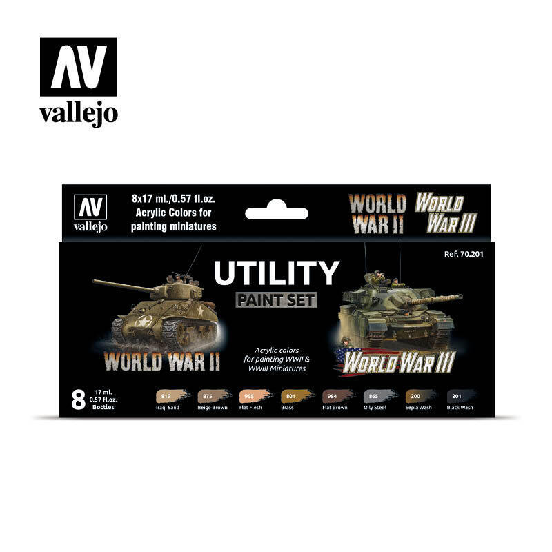 Vallejo Model Colour Utility Paint Set Acrylic 8 Colour Paint Se