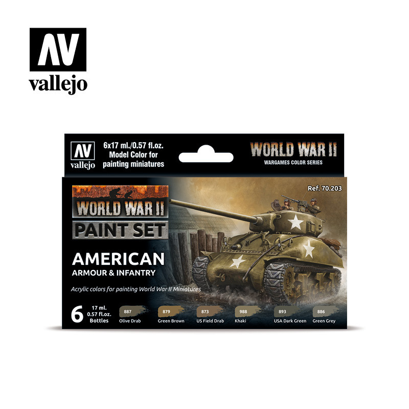 Vallejo Model Colour WWII American Armour & Infantry Acrylic 6 C