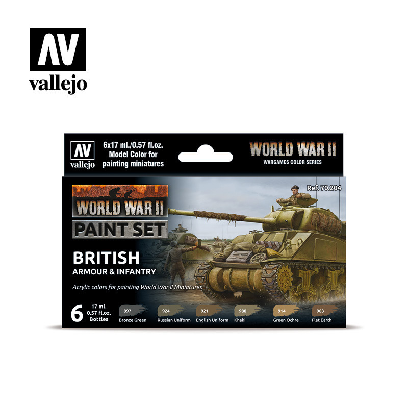 Vallejo Model Colour WWII British Armour & Infantry Acrylic 6 Co