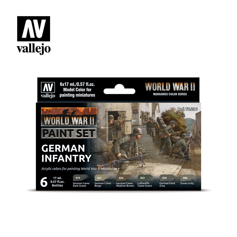 Vallejo Model Colour WWII German Infantry Acrylic 6 Colour Paint