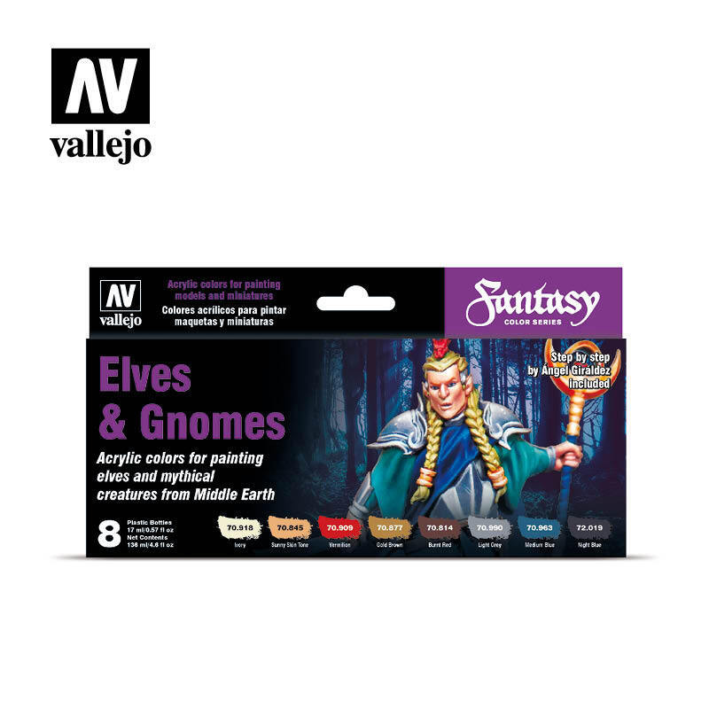 Vallejo Model Colour Elves & Gnomes Acrylic 8 Colour Paint Set [