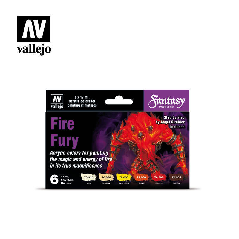 Vallejo Model Colour Fire Fury Acrylic 6 Colour Paint Set [70243