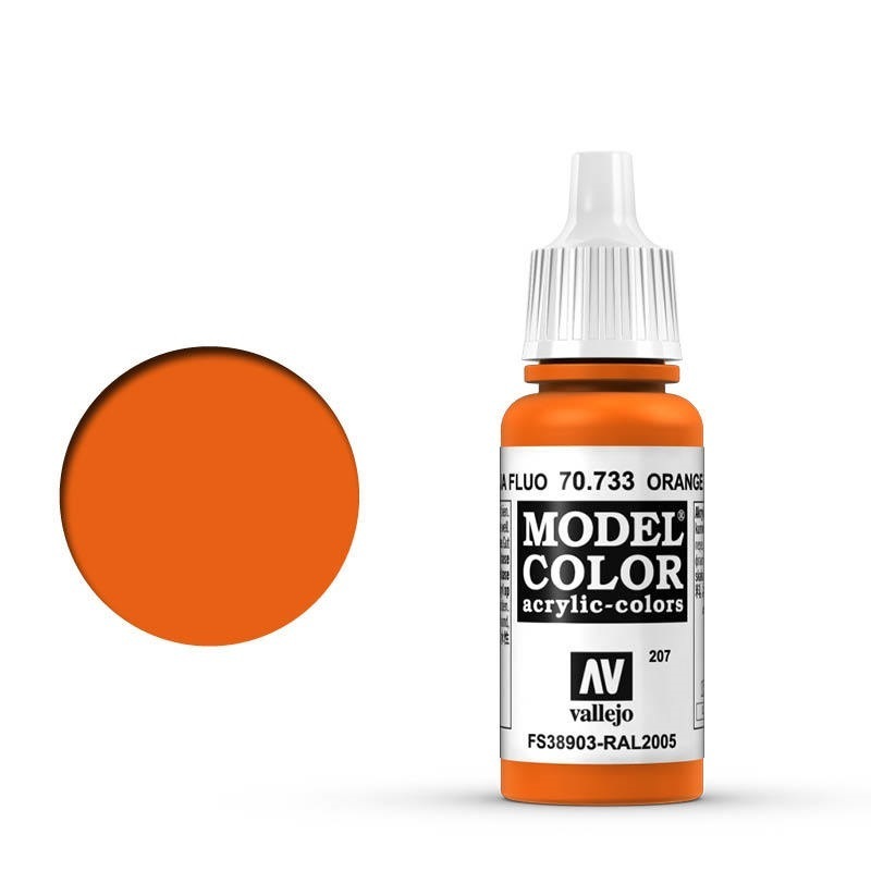 Vallejo Model Colour #207 Fluorescent Orange 17 ml Acrylic Paint