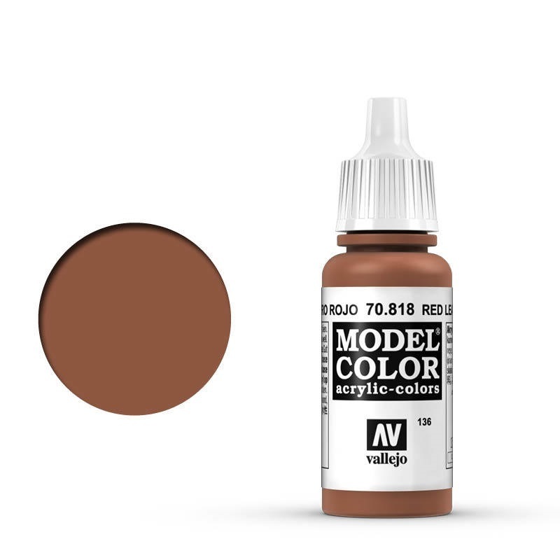 Vallejo Model Colour #136 Red Leather 17 ml Acrylic Paint [70818