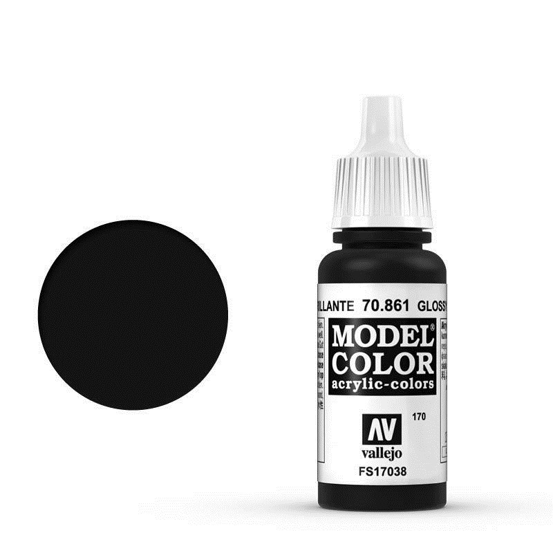 Vallejo Model Colour #170 Glossy Black 17 ml Acrylic Paint [7086