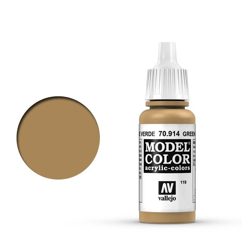 Vallejo Model Colour #119 Green Ochre 17 ml Acrylic Paint [70914