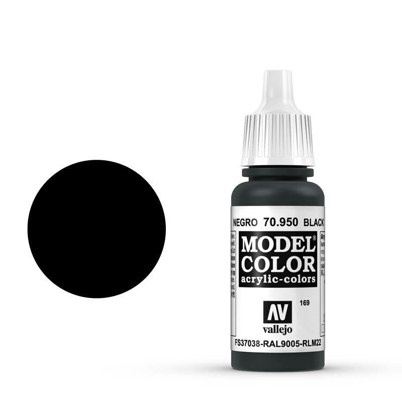 Vallejo Model Colour #169 Black 17 ml Acrylic Paint [70950]