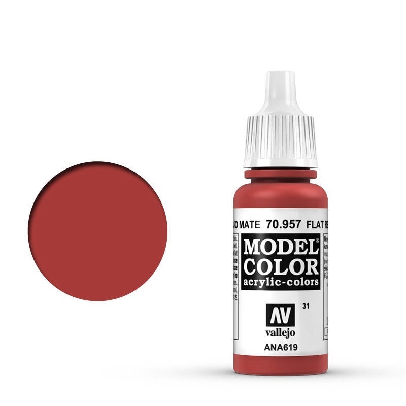 Vallejo Model Colour #031 Flat Red 17 ml Acrylic Paint [70957]