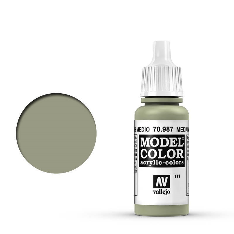 Vallejo Model Colour #111 Medium Grey 17 ml Acrylic Paint [70987