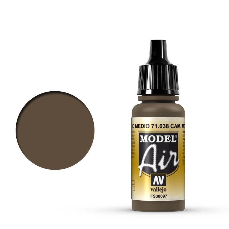 Vallejo Model Air Cam Medium Brown 17 ml Acrylic Airbrush Paint