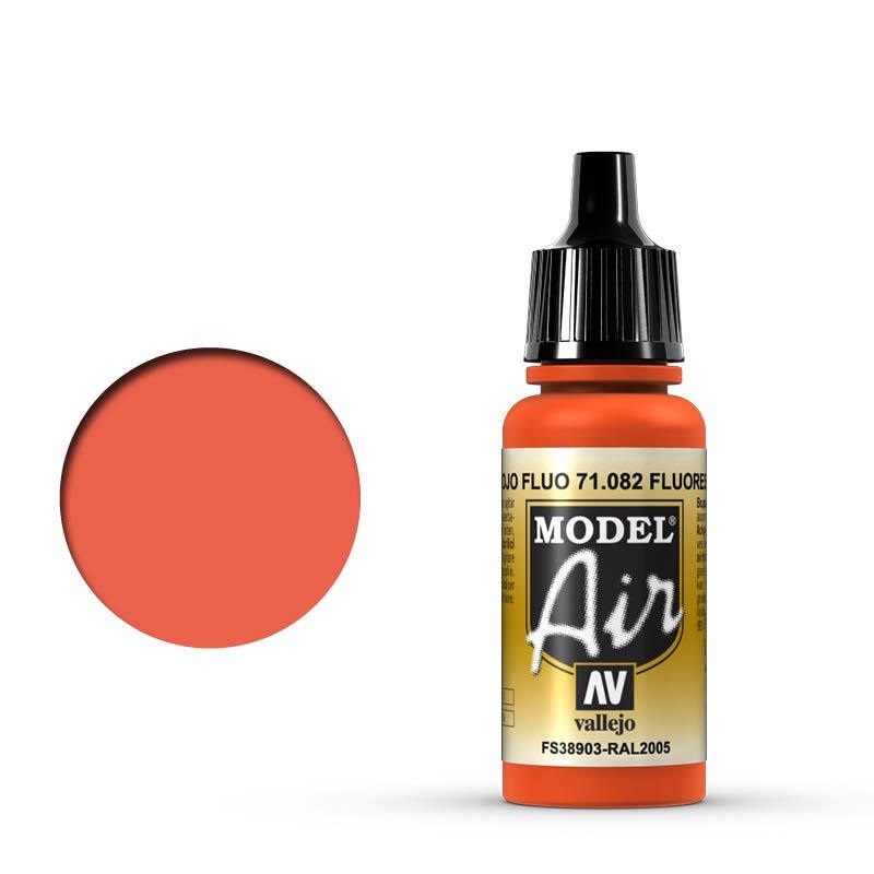 Vallejo Model Air Fluorescent Red 17 ml Acrylic Airbrush Paint [