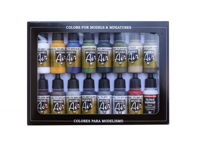 Vallejo Model Air Bulding Set 16 Colour Acrylic Airbrush Paint S