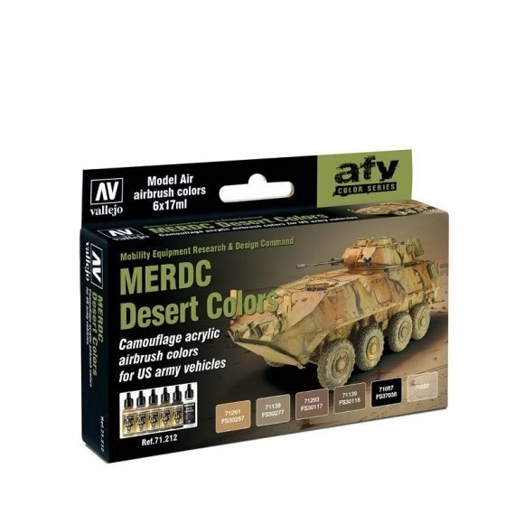 Vallejo Model Air MERDC Desert 6 Colour Acrylic Paint Set [71212