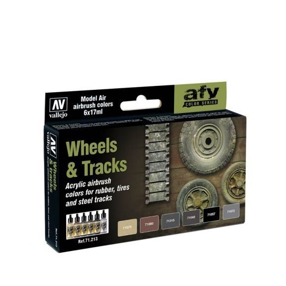 Vallejo Model Air Wheels & Tracks 6 Colour Acrylic Paint Set [71