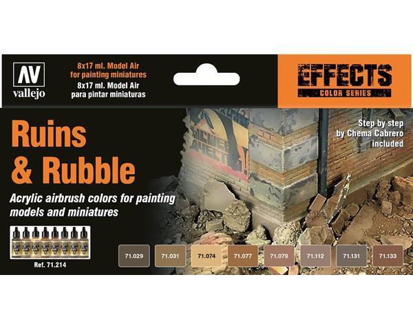 Vallejo Model Air Ruins & Rubble 8 Colour Acrylic Paint Set [712