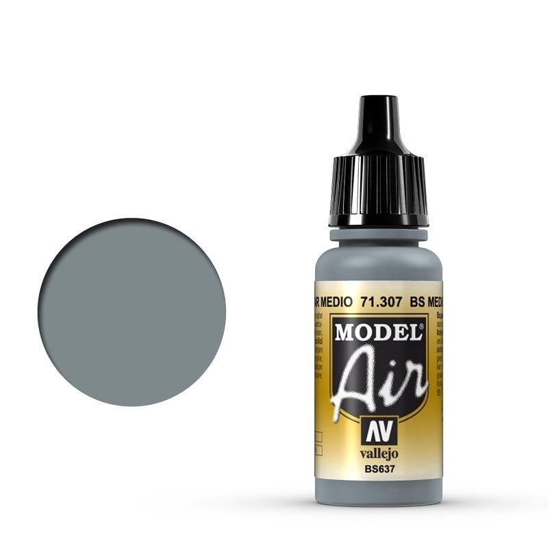 Vallejo Model Air BS Medium Sea Grey 17 ml Acrylic Airbrush Pain