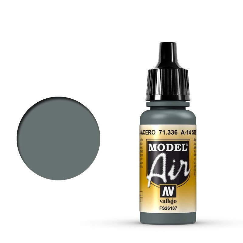 Vallejo Model Air A-14 Steel Grey 17ml Acrylic Airbrush Paint [7