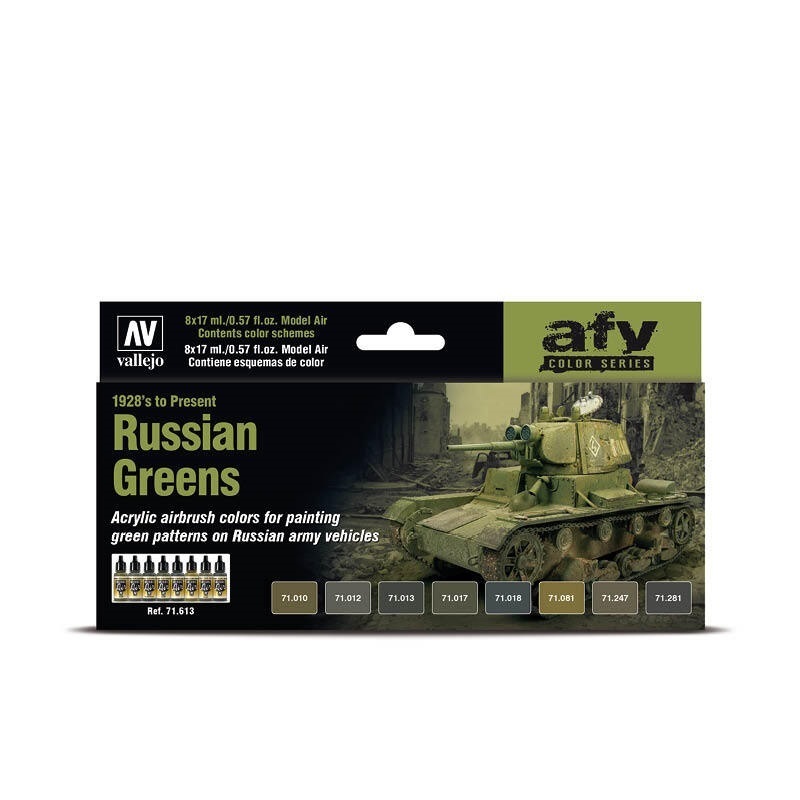 Vallejo Model Air Russian Greens (1928's to Present) 8 Colour Ac