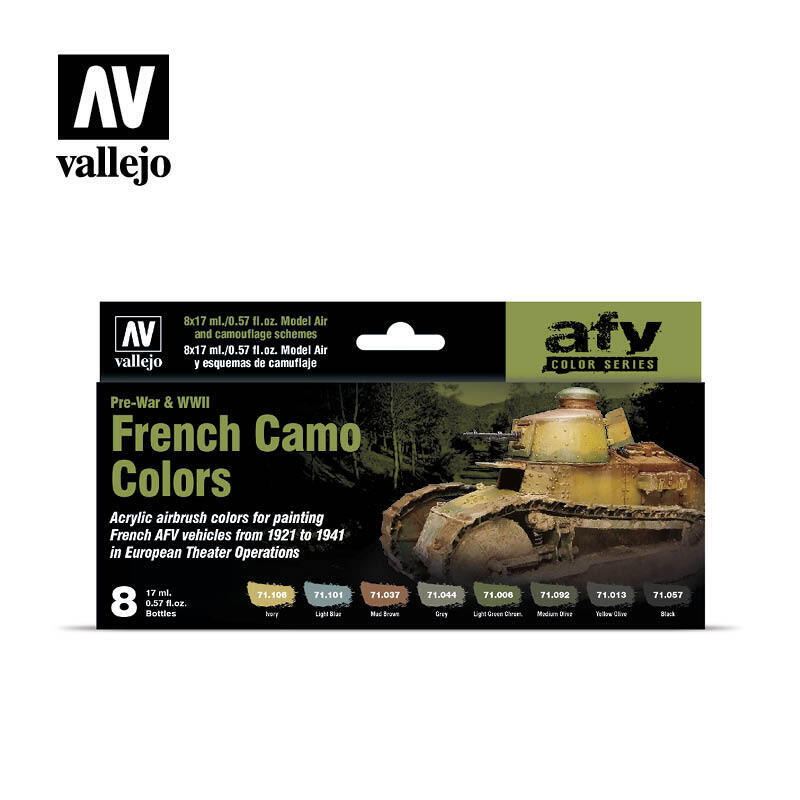 Vallejo Model Air French Camo Colors Pre-War & WWII 8 Colour Acr