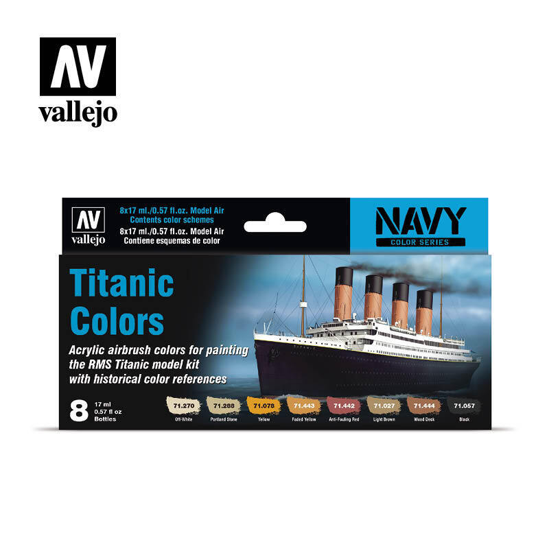 Vallejo Model Air Titanic Colours Acrylic 8 Colour Paint Set [71