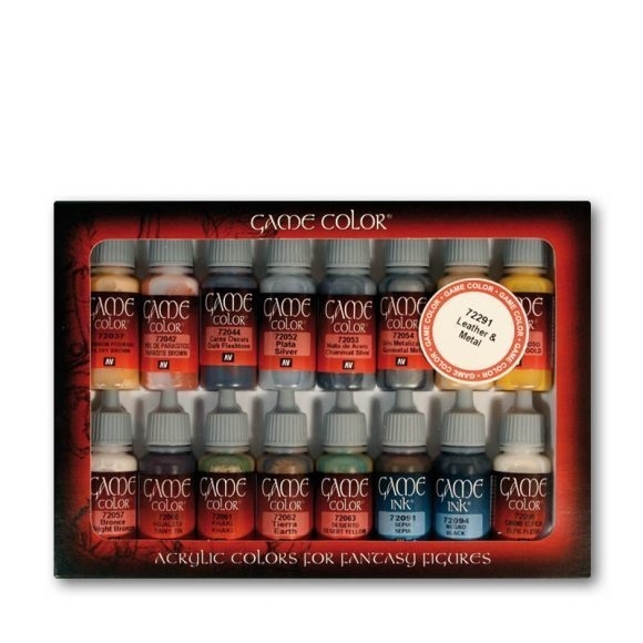 Vallejo Game Colour Leather & Metal 16 Colour Set Acrylic Paint