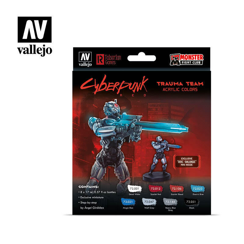 Vallejo Game Colour Cyberpunk Trauma Team Acrylic Paint Set w/ D