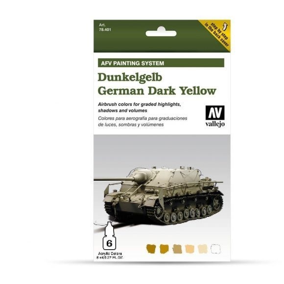 Vallejo Model Air AFV Set German Dark Yellow 6 Colour Acrylic Pa