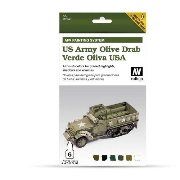 Vallejo Model Air AFV Set Verde Oliva USA 6 Colour Acrylic Paint