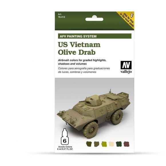 Vallejo Model Air AFV Set US Vietnam Olive Drab 6 Colour Acrylic