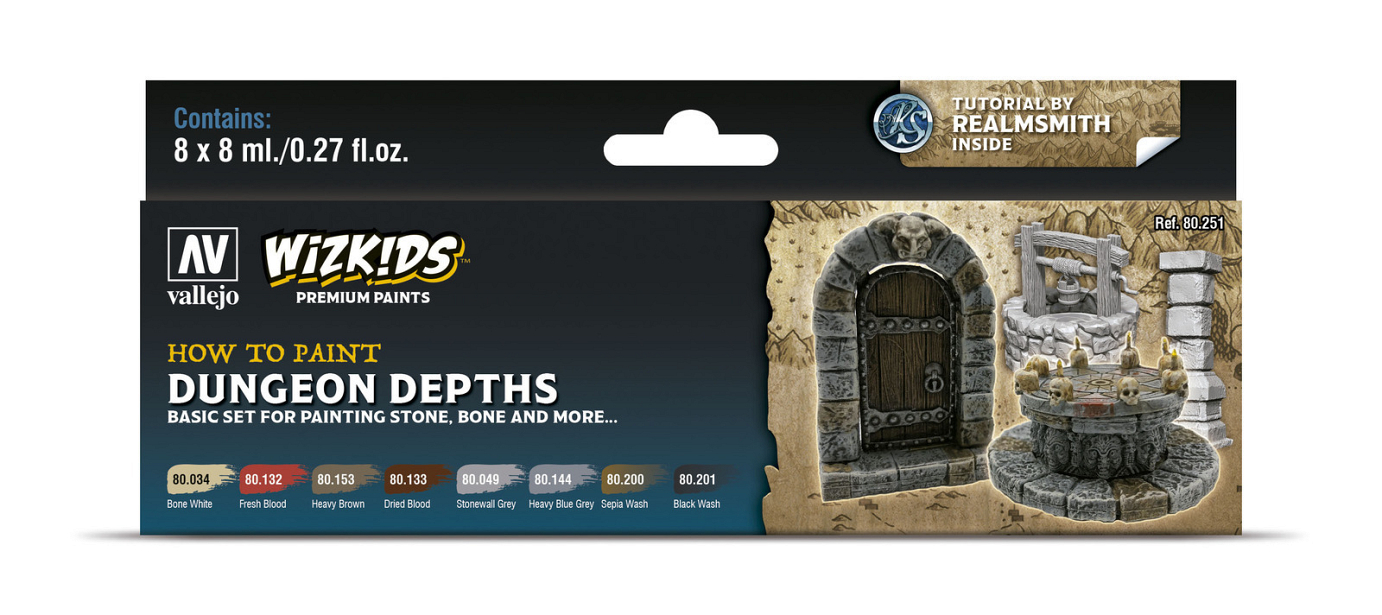 Vallejo Wizkids Premium set: Dungeon Depths Acrylic Paint Set (8