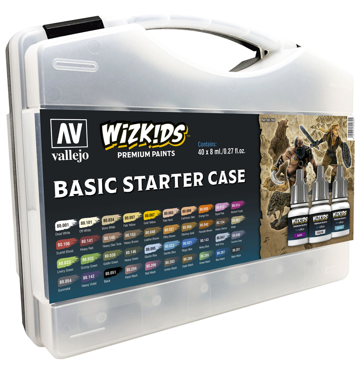 Vallejo Wizkids Basic Starter Case Acrylic Paint Set (40 Colour