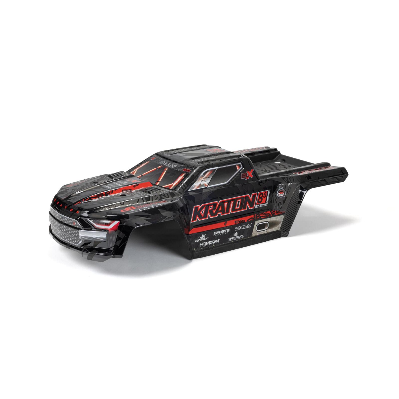 Arrma Kraton 8S Painted Decalled Trimmed Body&#44; Black with Red Decals