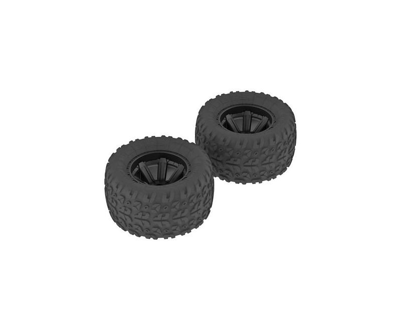 Arrma Copperhead MT Tire/Wheel Glued Black (2), AR550014