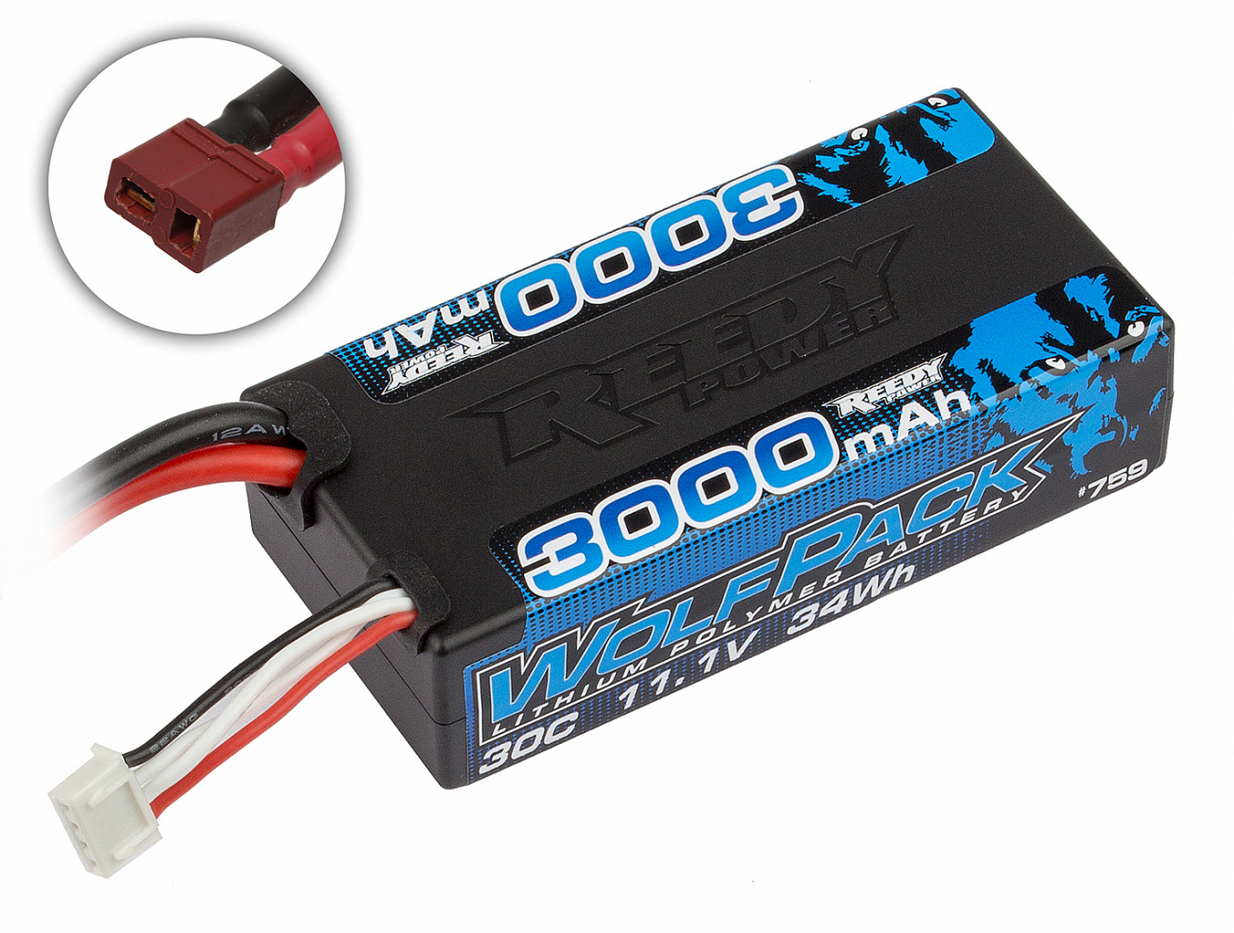 3000mAh 30C 11.1V Shorty, with T-plug Reedy WolfPack LiPo