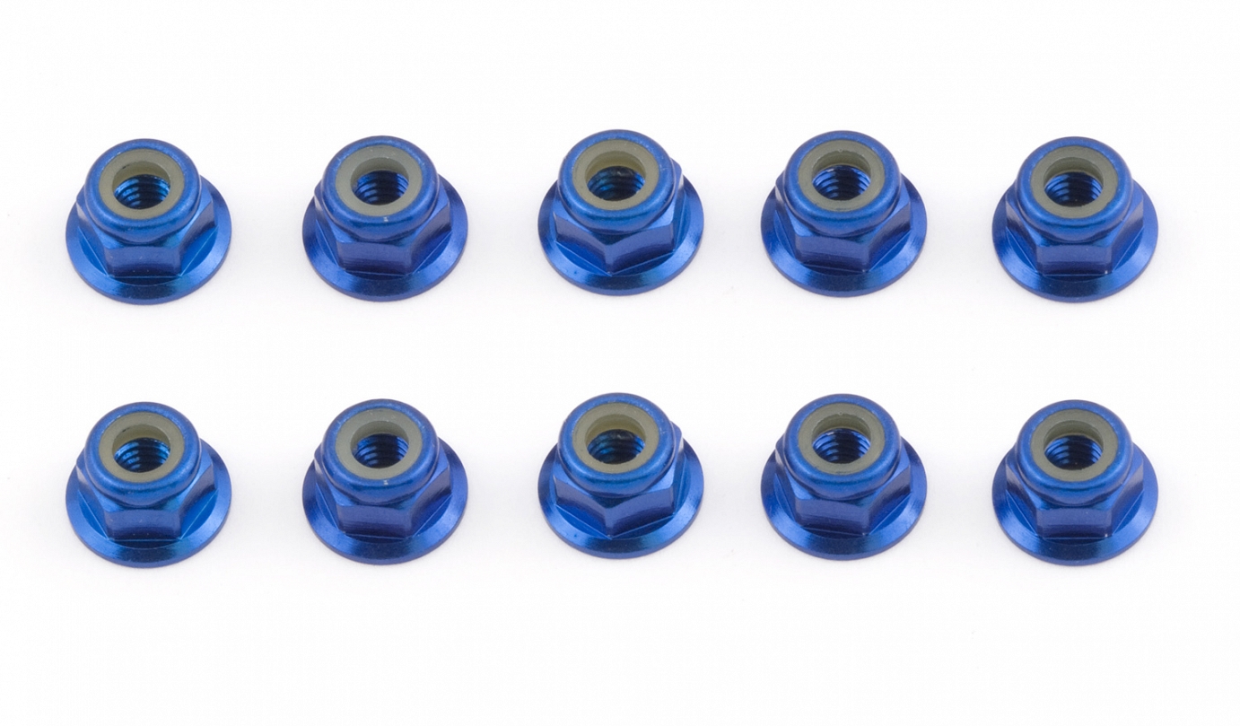 ASS25391 FT Locknuts, M4, flanged, blue aluminum