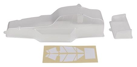 RC10 Protech Body and Wing, clear, with window masks