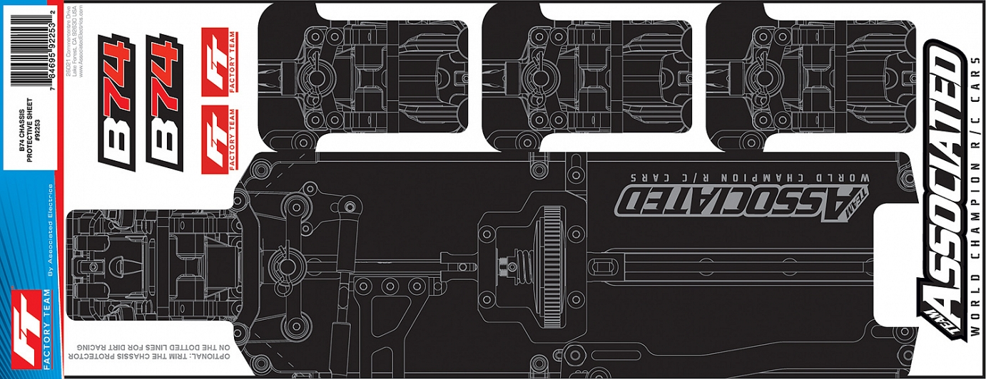 ASS92253 RC10B74 FT Chassis Protective Sheet, printed