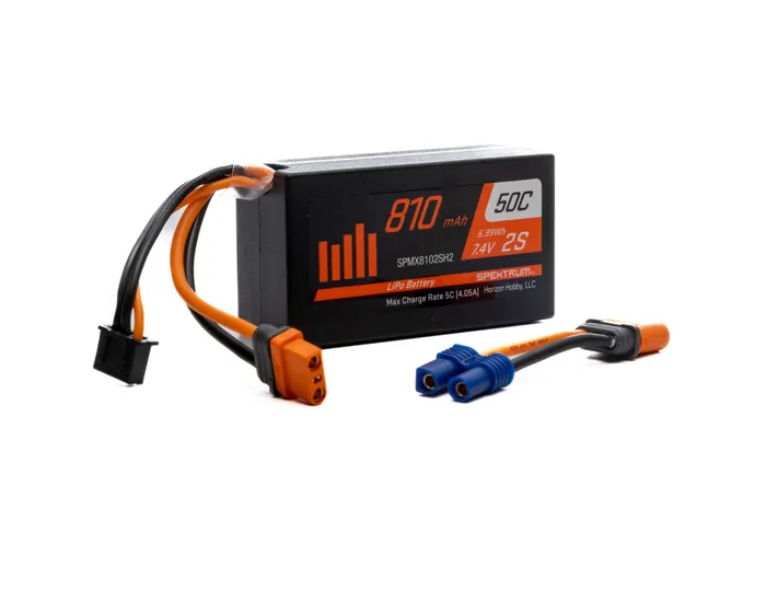 810mAh 2S 7.4V 50C Spektrum Mini LiPo with IC2 Connector DYNB825H2