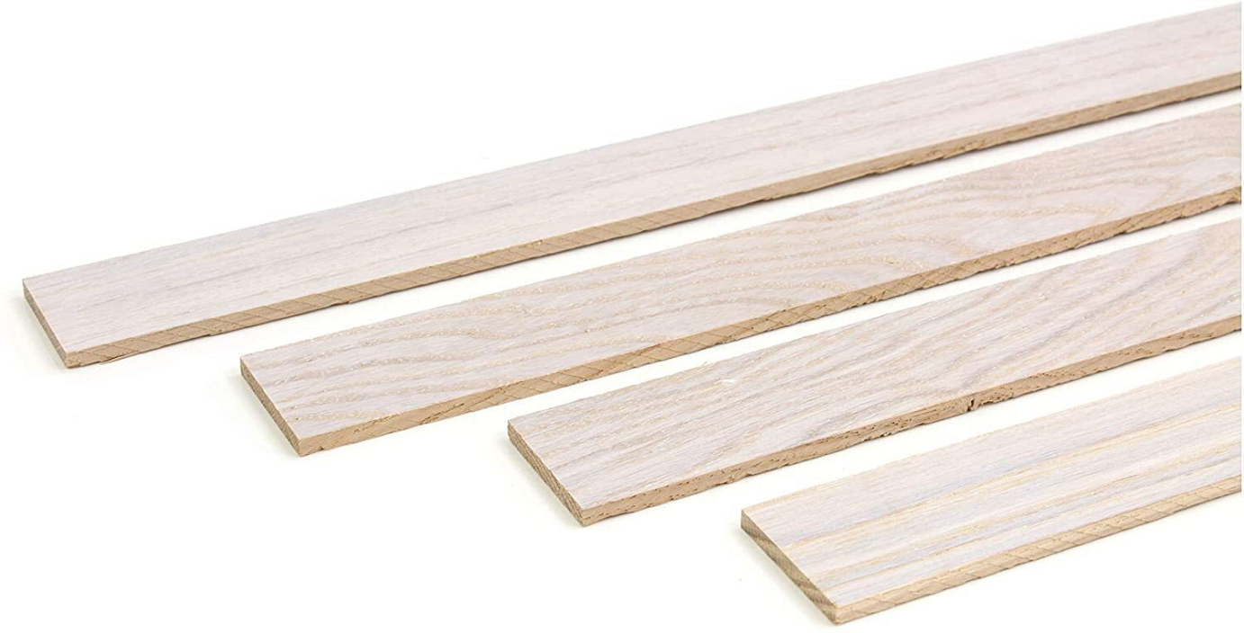 Oak Strips 610mm x 2.4mm x 2.4mm Bud Nosen Timber 24" x 3/32" x 3/32"